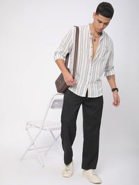 VASTRADO Men Classic Slim Fit Multi Stripes Opaque Striped Casual Shirt