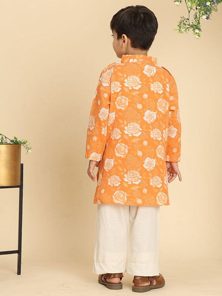 Cutiekins Boys Floral Printed Regular Kurta with Pyjamas