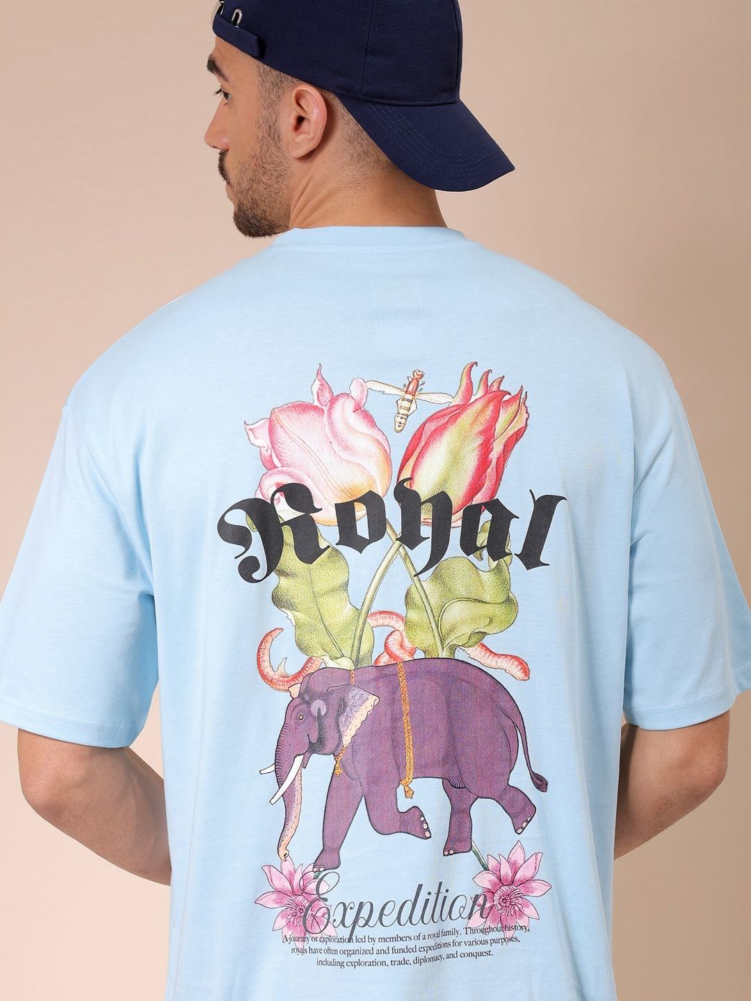 The Indian Garage Co Men Graphic Printed Round Neck Cotton Oversized T-shirt