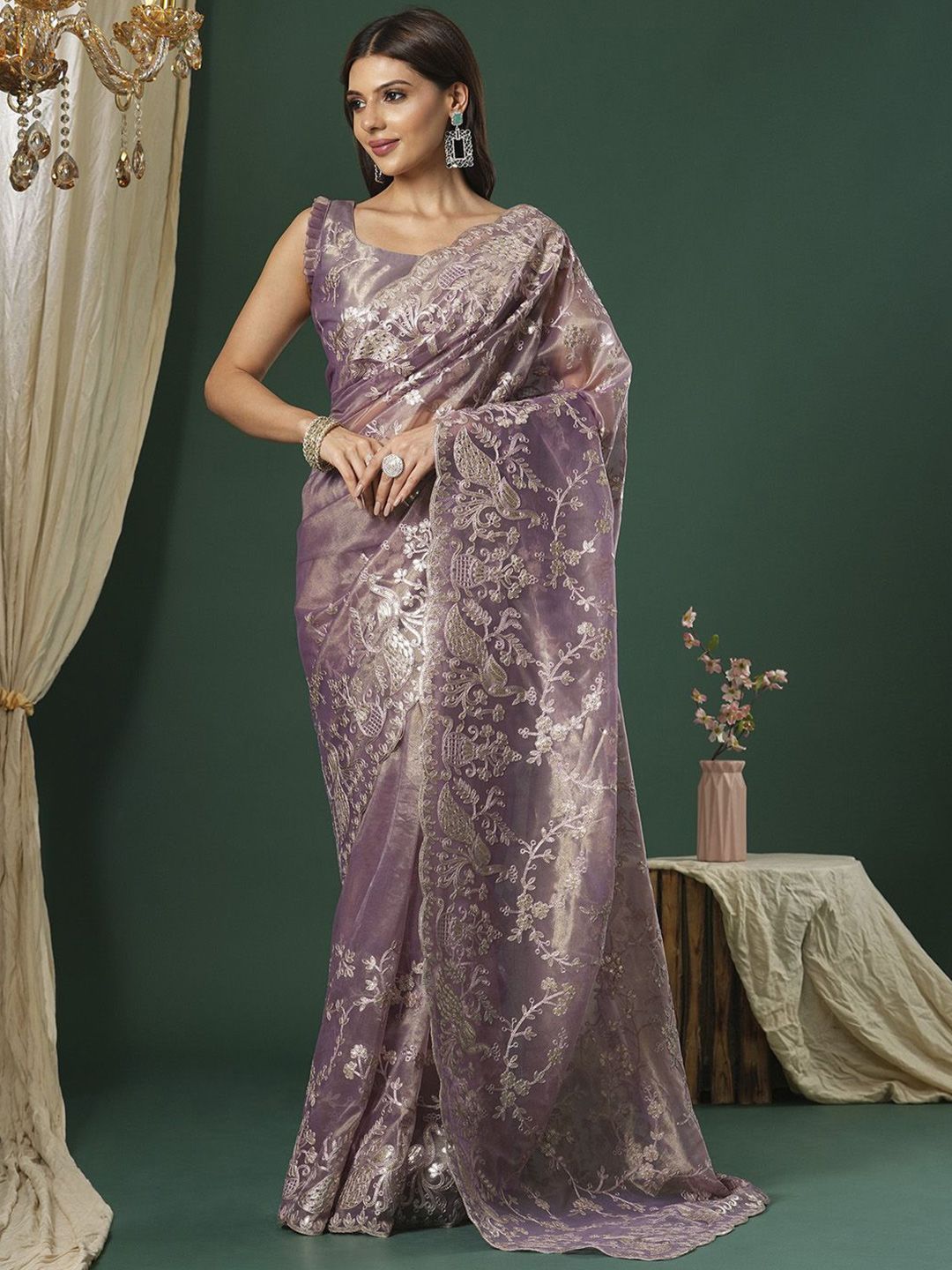 Saree mall Embellished Gotta Patti Organza Sarees