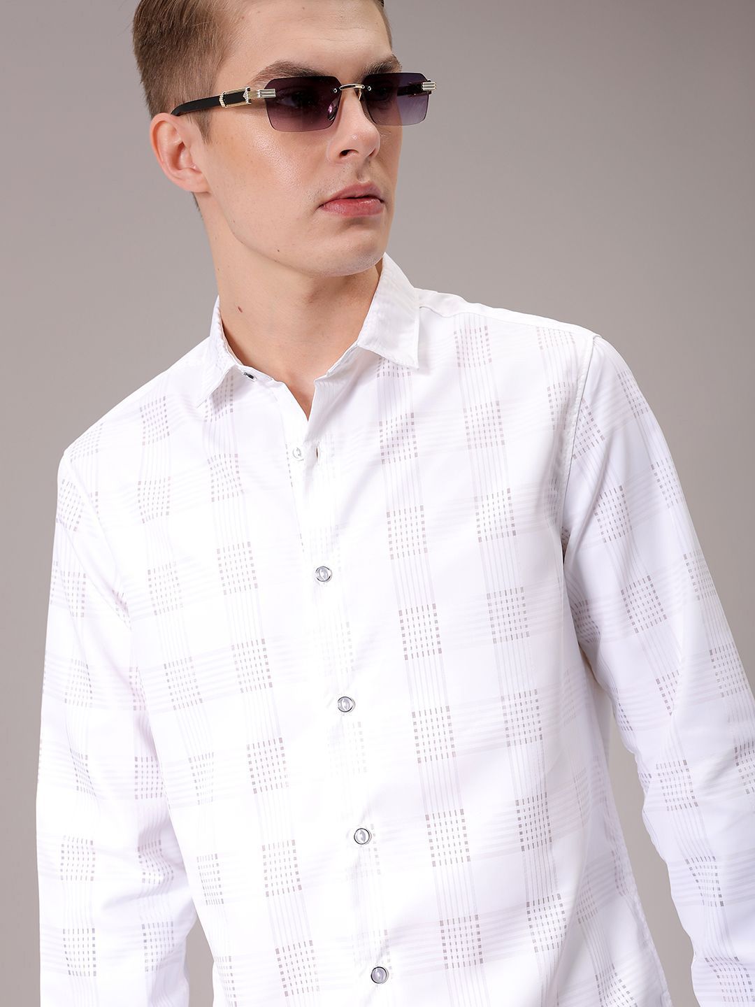 The Indian Garage Co Men Spread Collar Checked Slim Fit Shirt