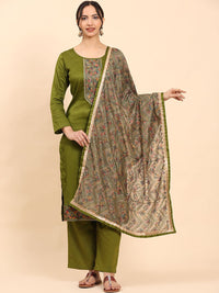 Mamicha Women Ethnic Motifs Embroidered Regular Thread Work Pure Cotton Kurta with Palazzos & With Dupatta
