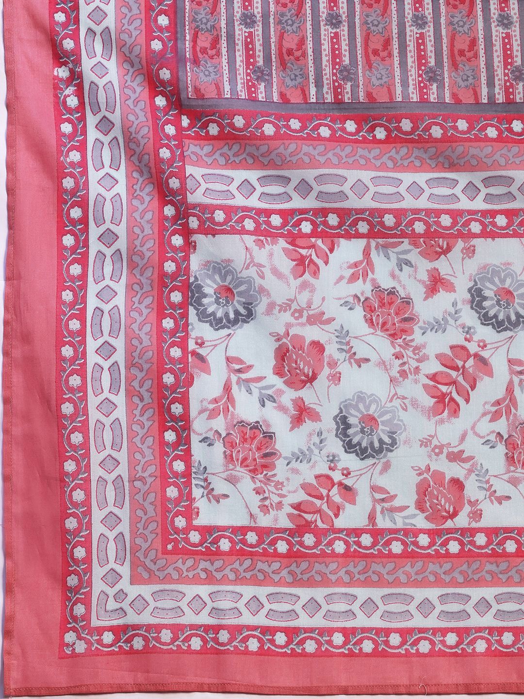 Libas Floral Printed Pure Cotton Kurta with Trousers & Dupatta