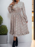 DressBerry Animal Print Puff Sleeve Empire Midi Dress