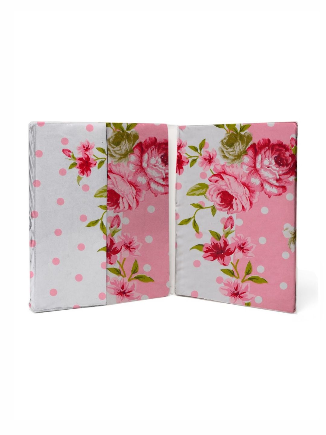 Myntra Elegant Homes Bercetak Merah Jambu & Putih Set Cadar King 300 TC 2.45 m x 2.25 m