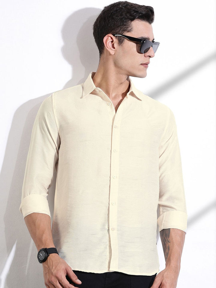 Thomas Scott Men Classic Slim Fit Opaque Casual Shirt