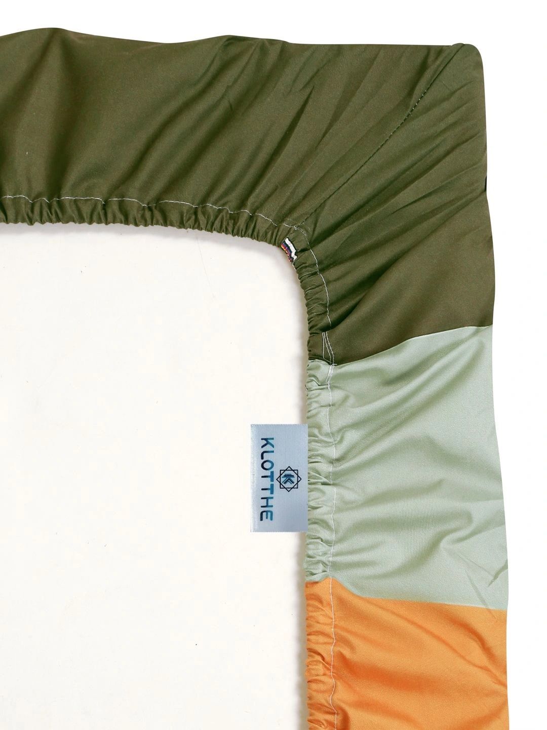 KLOTTHE Putih & Hijau 400 TC Cadar King dengan 2 Sarung Bantal