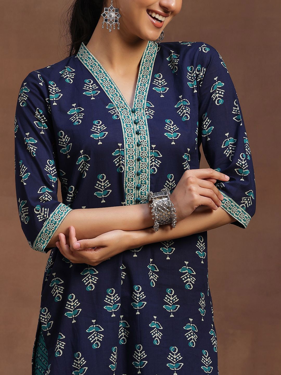 Libas Floral Printed Pure Cotton Kurta with Palazzos & Dupatta