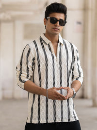Powerlook Men Opaque Striped Casual Shirt