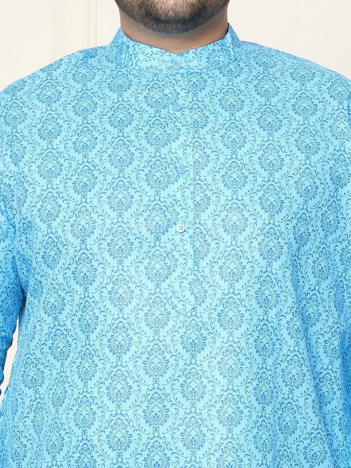 SOJANYA PLUS Motif Etnik Bercetak Linen Kapas Kurta Lurus dengan Piyama