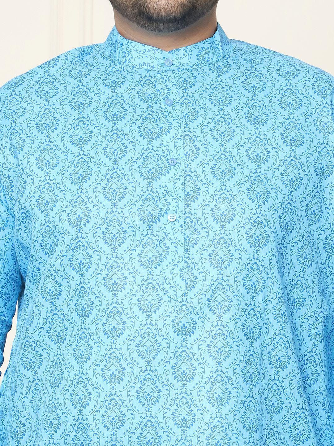 SOJANYA PLUS Motif Etnik Bercetak Linen Kapas Kurta Lurus dengan Piyama