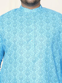 SOJANYA PLUS Motif Etnik Bercetak Linen Kapas Kurta Lurus dengan Piyama