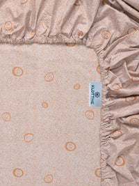KLOTTHE Orange & Beige 300 TC Cotton Blend Fitted King Bedsheet with 2 Pillow Covers