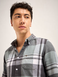 THE BEAR HOUSE Button-Down Collar Checked Pure Cotton Slim Fit Casual Shirt