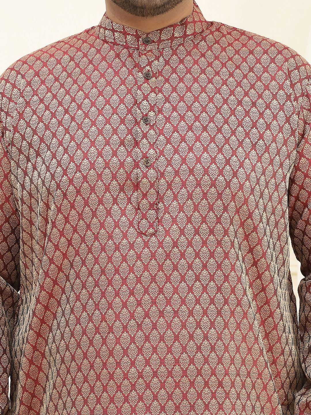 SOJANYA PLUS Ethnic Motifs Woven Design Jacquard Straight Kurta With Pyjama