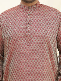 SOJANYA PLUS Ethnic Motifs Woven Design Jacquard Straight Kurta With Pyjama