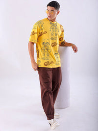 The Indian Garage Co Men Printed Mandarin Collar Pockets Boxy T-shirt