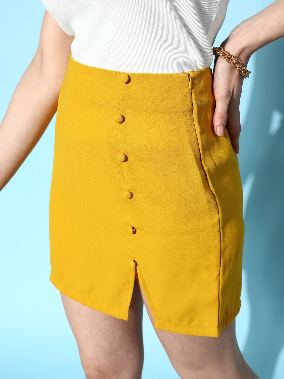 Berrylush High Rise Front-Slitted Pencil Mini Skirt