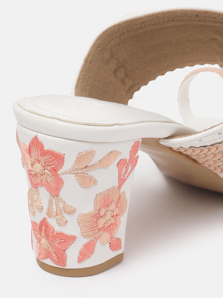 House of Pataudi Open Toe Woven Design Block Heels