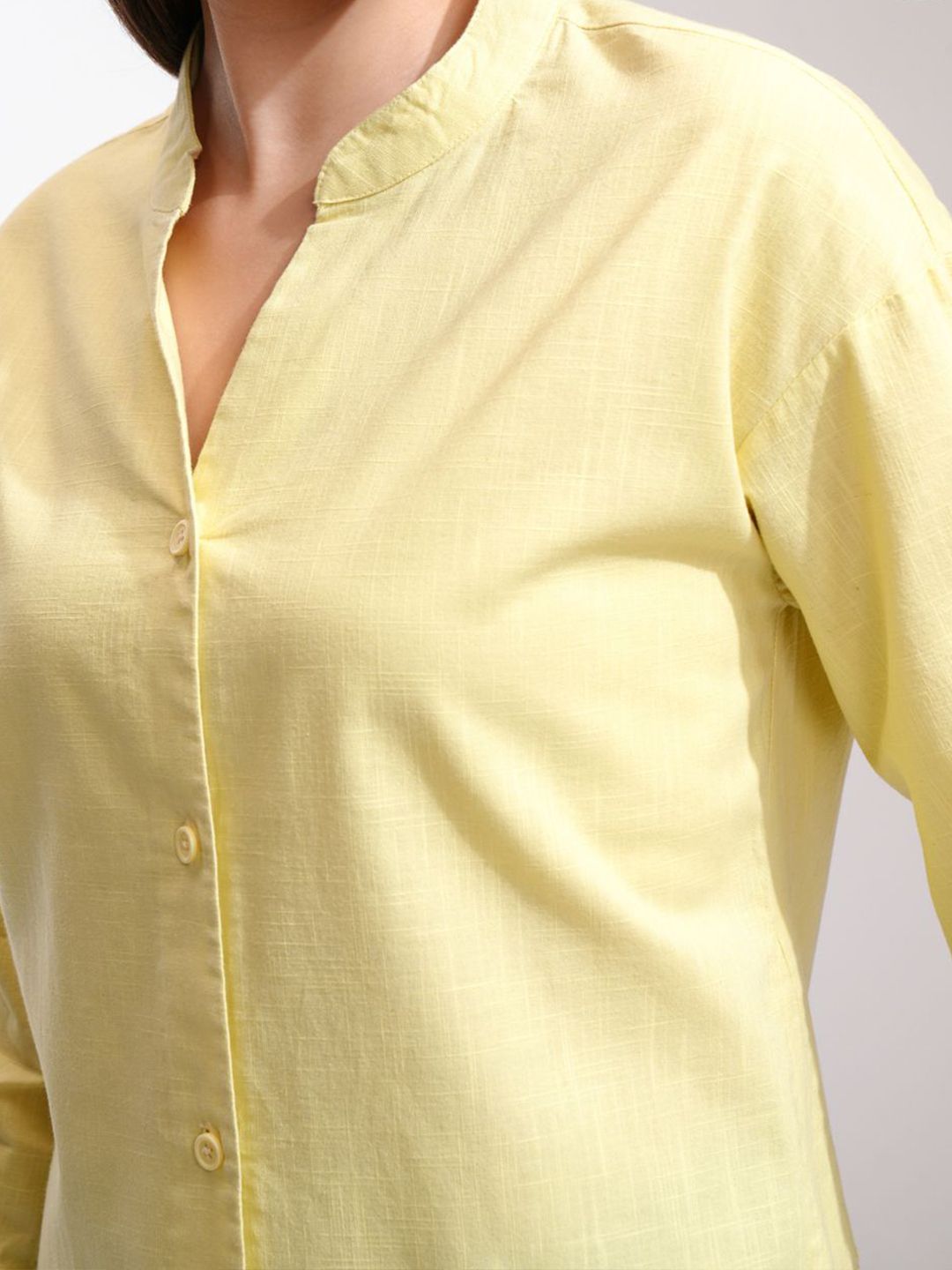 Tokyo Talkies Women Button Down Drop Shoulder Cotton Shirt