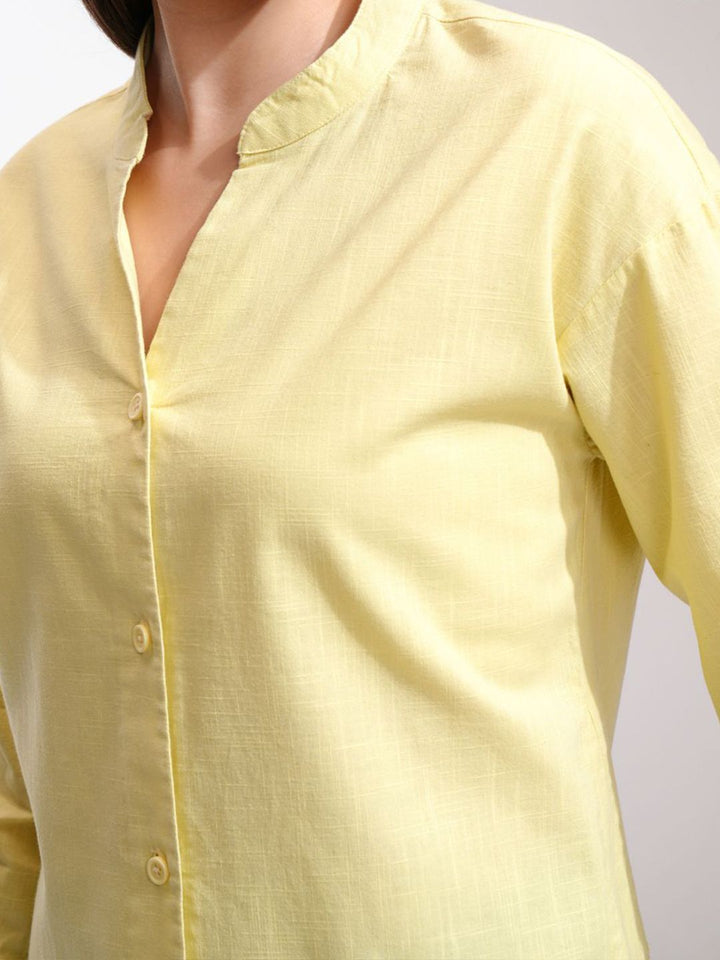 Tokyo Talkies Women Button Down Drop Shoulder Cotton Shirt