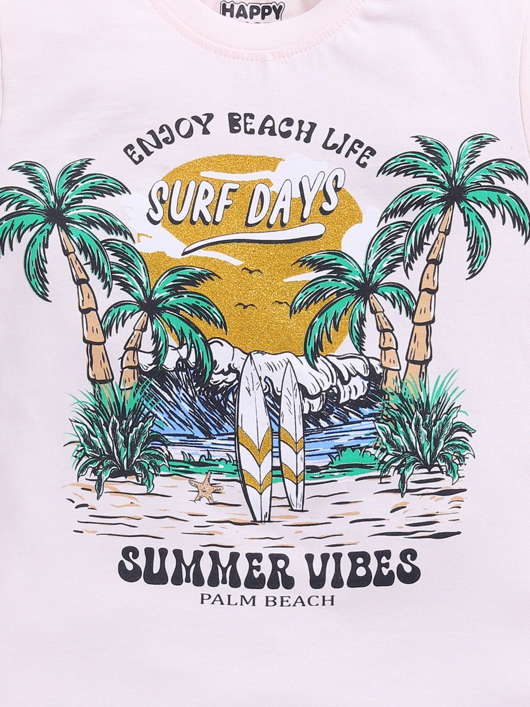 Happy Faces Boys Printed Tropical Pure Cotton T-shirt