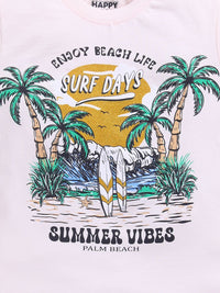 Happy Faces Boys Printed Tropical Pure Cotton T-shirt