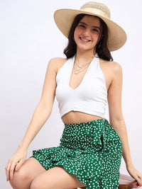 Berrylush Floral Printed High Rise Wrap Skirt