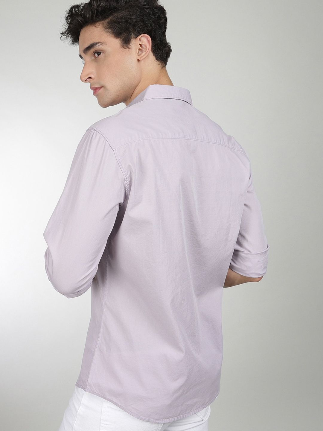 The Indian Garage Co Men Lavender Comfort Regular Fit Pure Cotton Casual Shirt