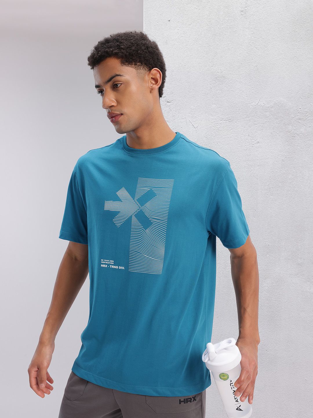 HRX by Hrithik Roshan Brand Logo Print Training T-shirt