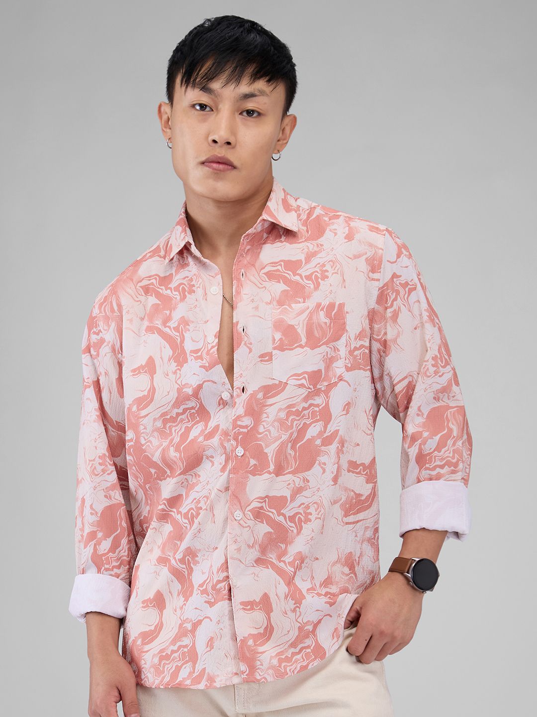 VASTRADO Men Classic Spread Collar Floral Printed Slim Fit Casual Shirt