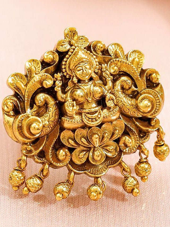 Rubans 18K Gold-Plated Goddess Lakshmi Cincin Jari Penyesuaian