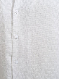 HIGHLANDER Men Dobby Textured Solid Cuban Collar Relaxed Shirt