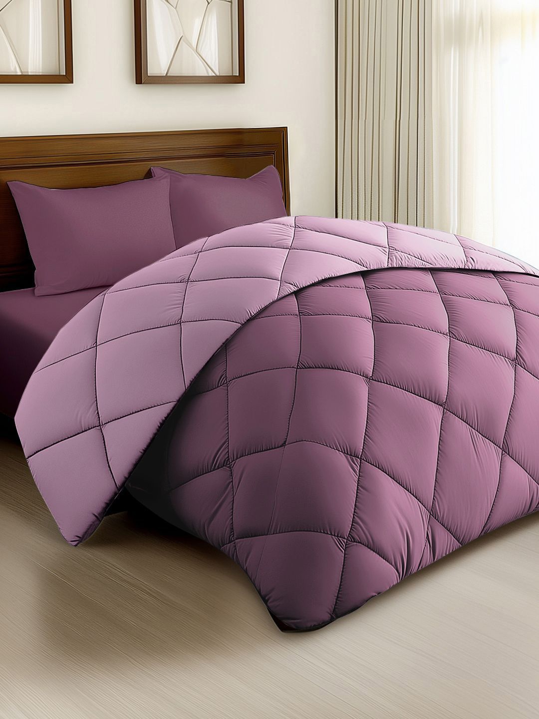 Story@home Purple & Pink Solid Reversible 240 GSM Heavy Winter Double Bed Comforter