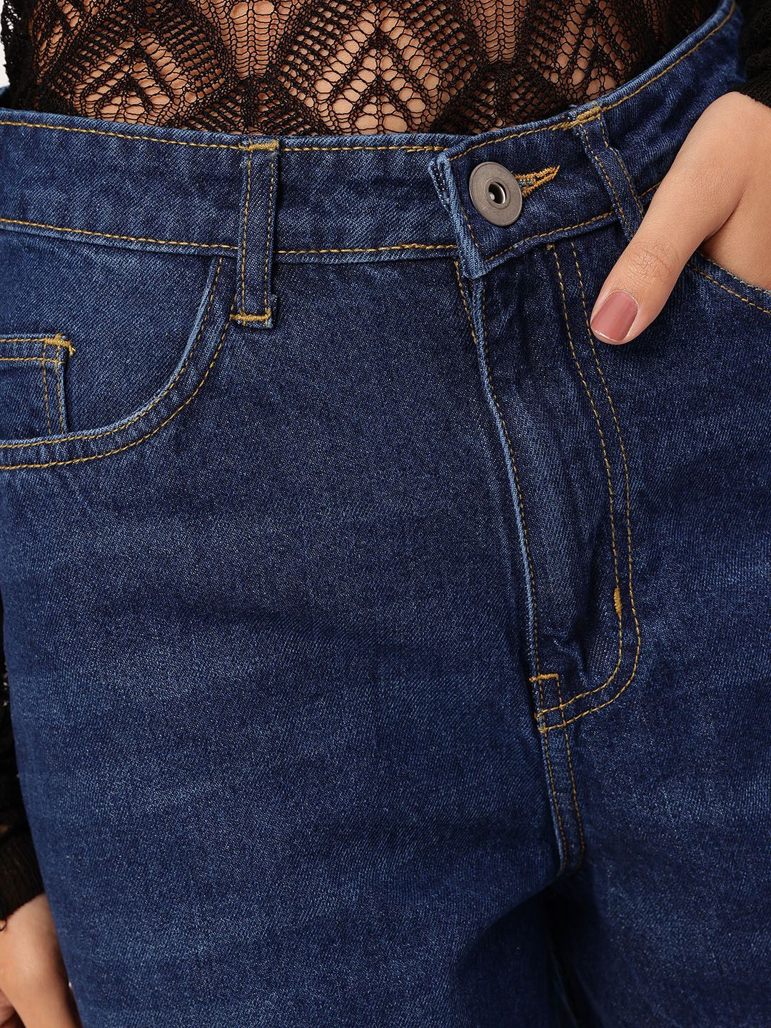DressBerry Women Raw Hem Relaxed Jeans