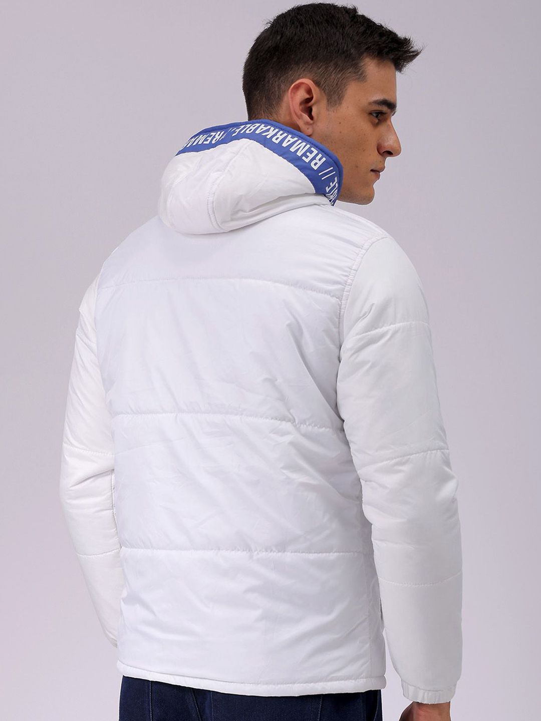 The Indian Garage Co Men Hooded Typography Printed Puffer Jacket