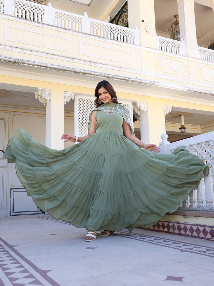 KALINI Women Layered Kurta with Trousers & With Dupatta