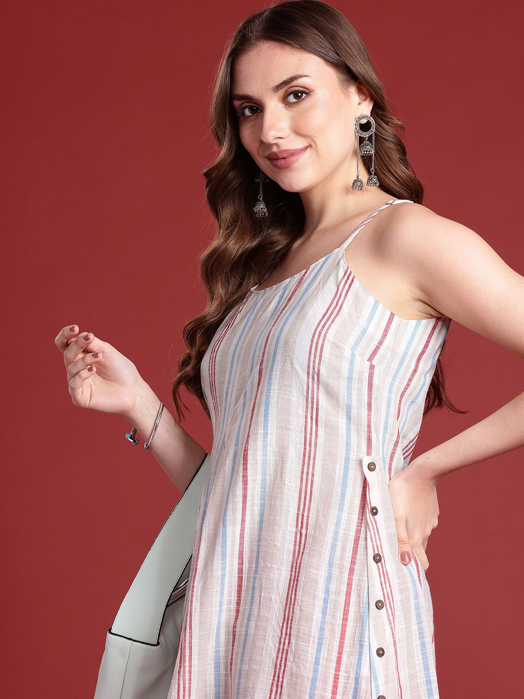 Anouk Women Striped Regular Pure Cotton Kurta with Palazzos