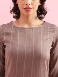 KALINI Striped Woven Design Kurta with Trousers
