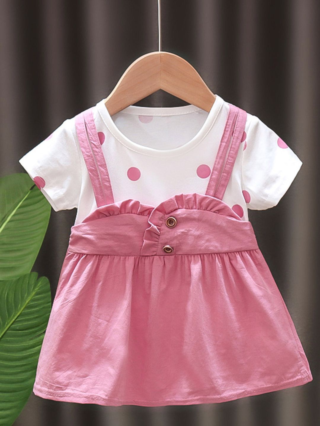 YK Girls Polka Dots Cotton Pinafore Dress