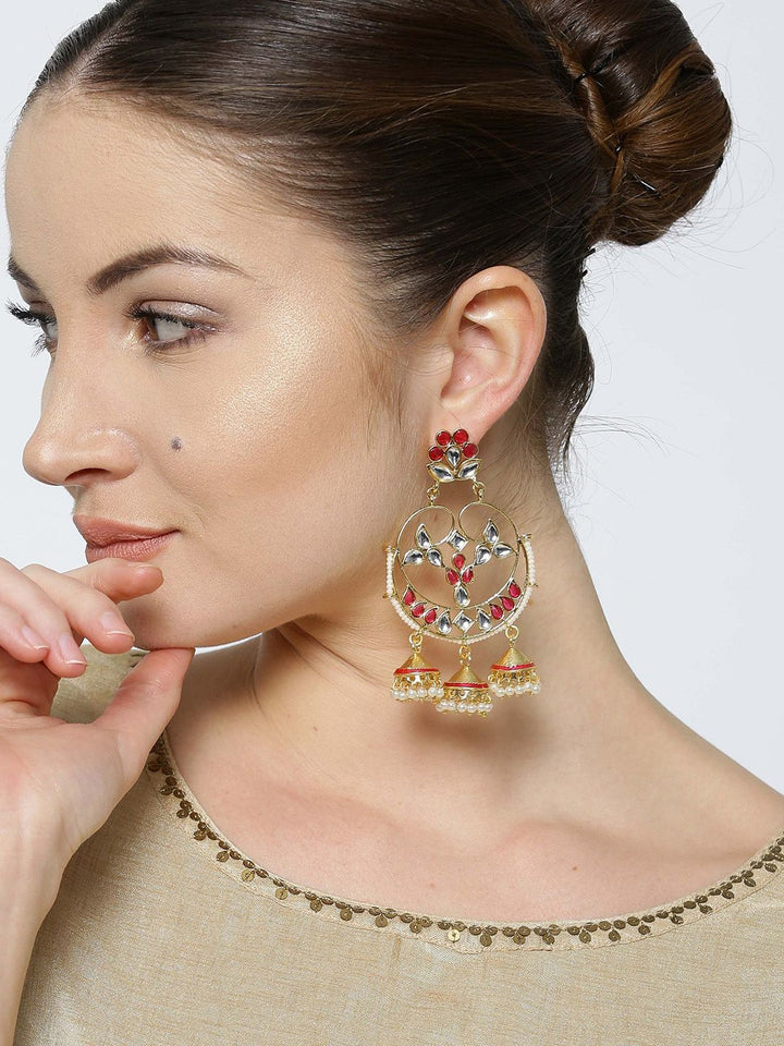 Anouk Gold-Plated Cubic Zirconia Studded Crescent Shaped Chandbalis
