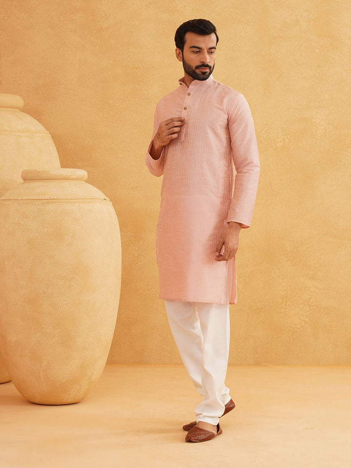 SOJANYA Men Regular Thread Work Kurta with Churidar