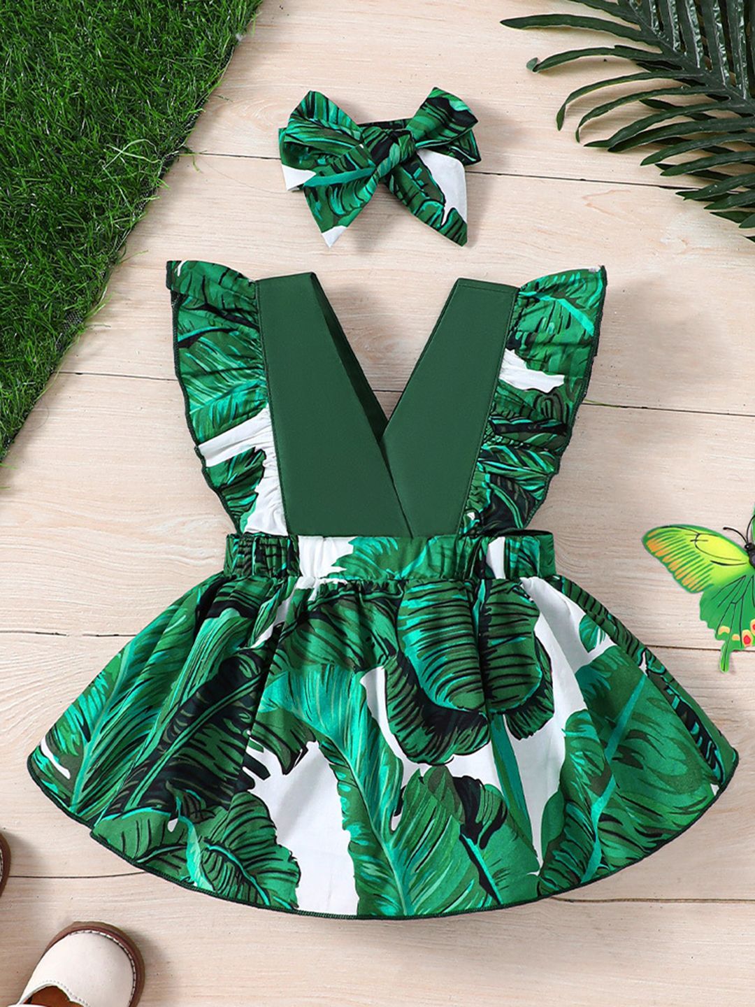 YK Floral Girls Printed Fit & Flare Dress