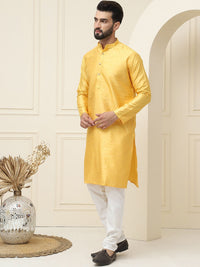 SOJANYA Motif Etnik Printed Mandarin Collar Silk Cotton Straight Kurta with Pajama