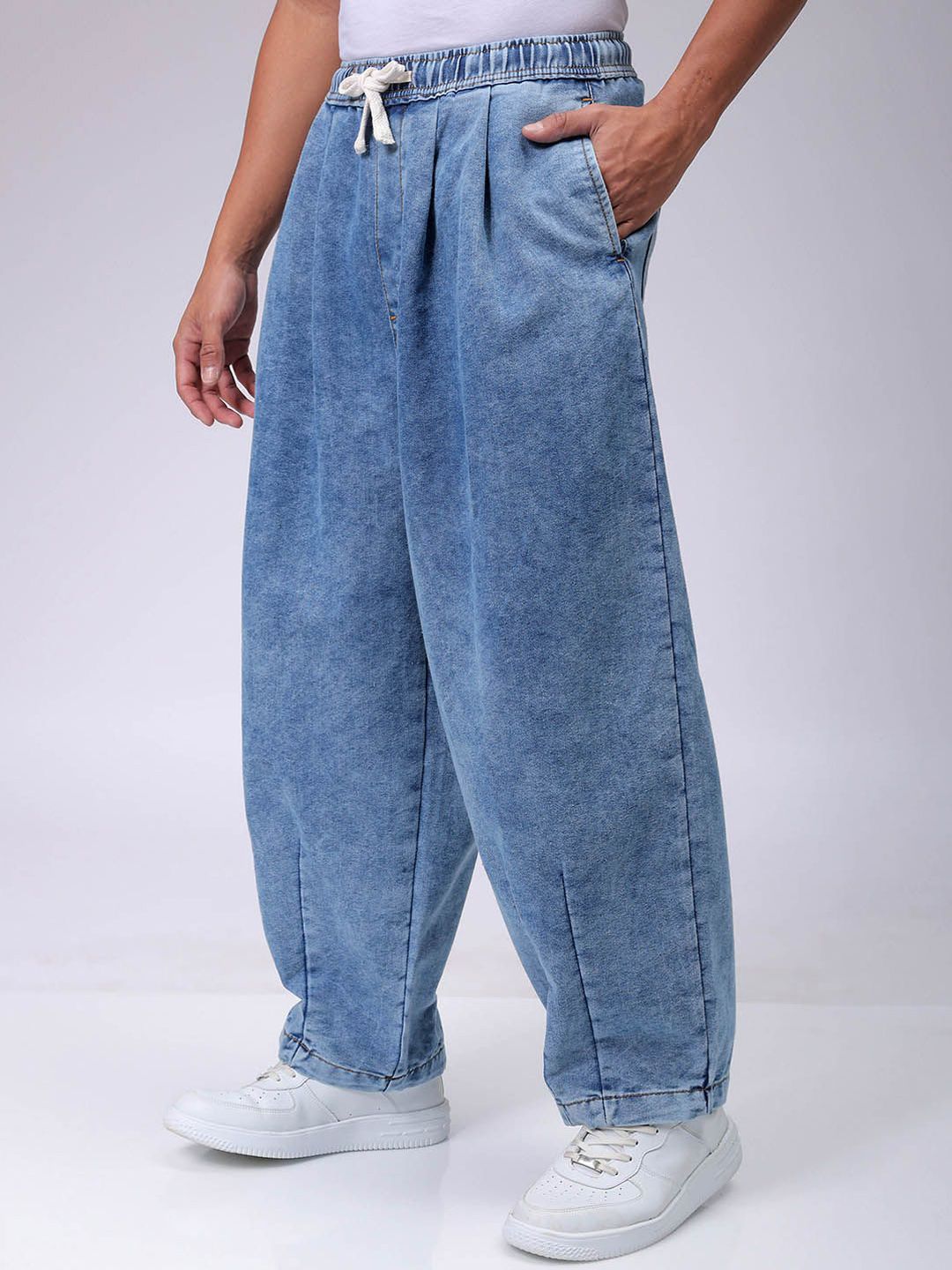 The Indian Garage Co Men Loose Baggy Fit Drop Crotch Harem Jeans