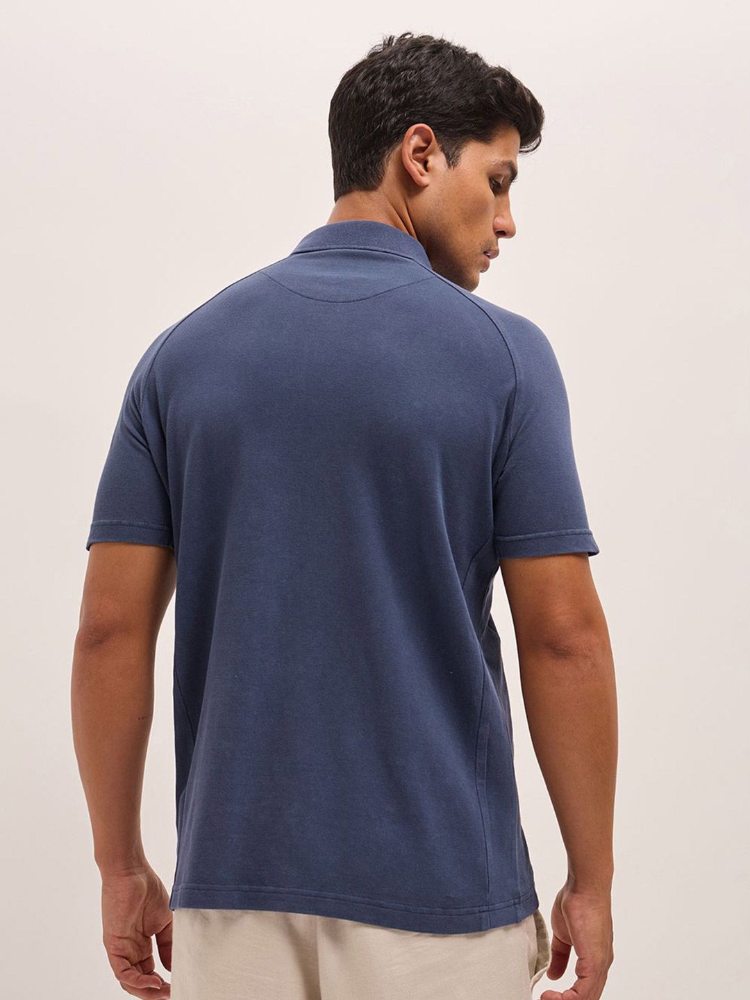 THE BEAR HOUSE Men Solid Polo Collar Pure Cotton T-shirt