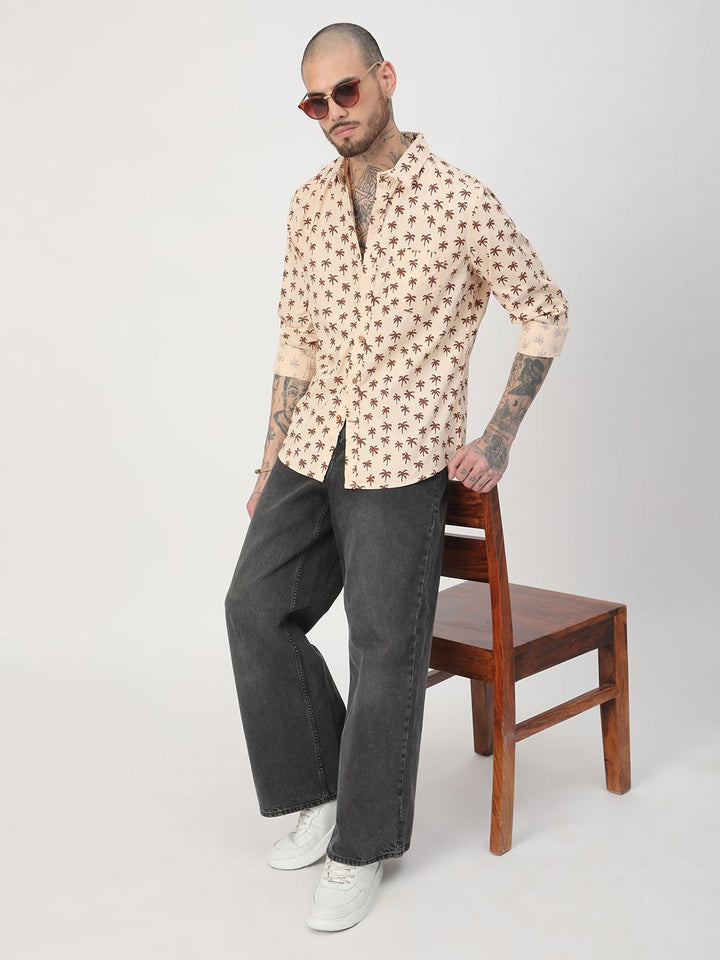 VASTRADO Men Classic Fit Spread Collar Floral Printed Cotton Casual Shirt
