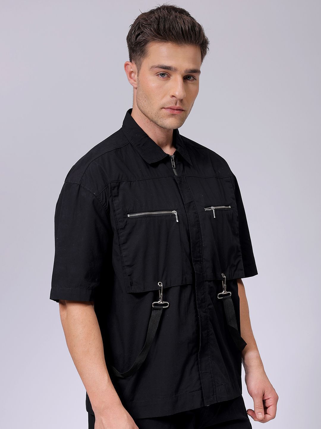 The Indian Garage Co Men Spread Collar Solid Cotton Relaxed Fit Casual Shirt
