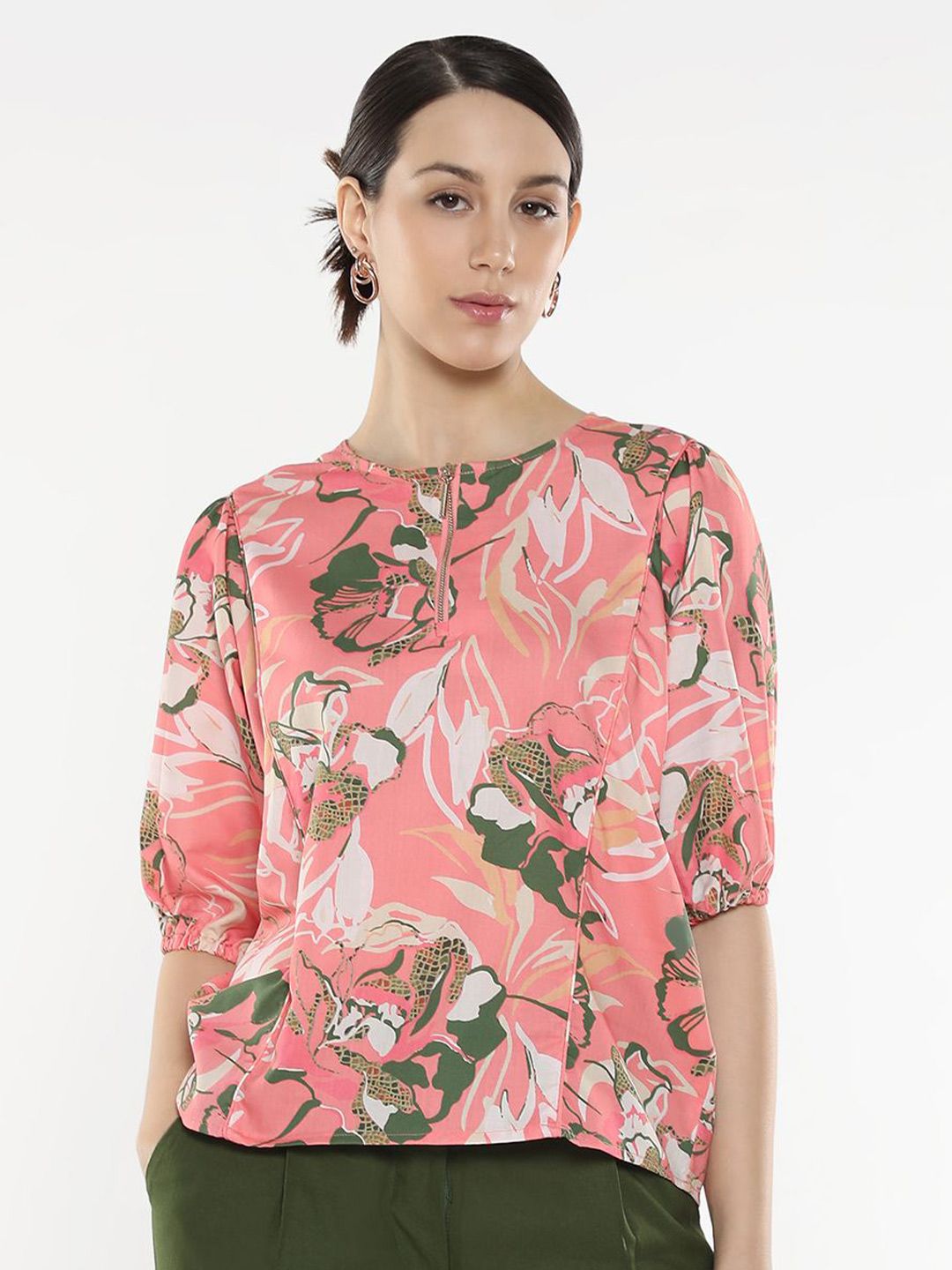 RAREISM Tropical Print Cotton Top