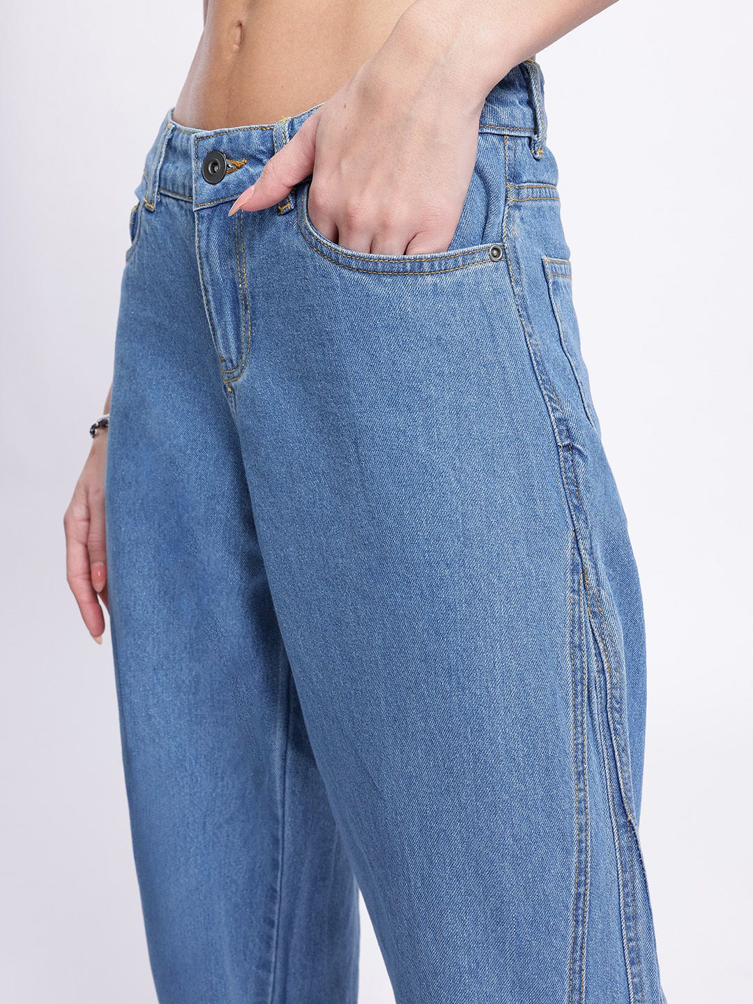 DressBerry Women Effortless Baggy Panelled Wide Leg Jeans